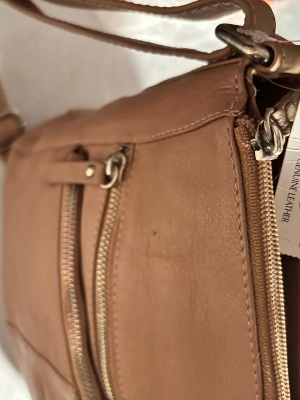 Leather Crossbody Bag in Taupe